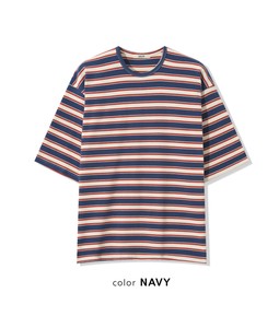 【2025春夏新作】フライスカラーボーダー七分袖Tシャツ