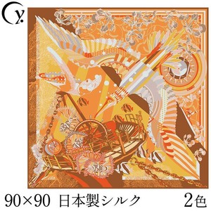 日本製 シルクスカーフ シルク100 大判 総柄 90cm ツイル レディース スカーフ ブランド 横浜スカーフ