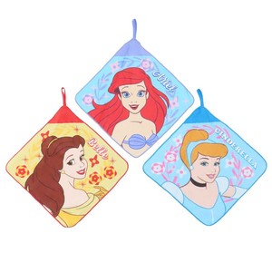 【ループタオル】ディズニープリンセス ループ付きタオル 3枚組 ビビットフラワーリーフ