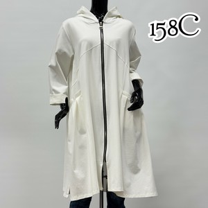 SALE【イタリア製】158C 生地切替え 背面タック ポケットデザインフード付きジップアップコート