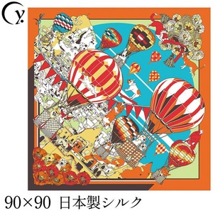 日本製 シルクスカーフ シルク100 大判 総柄 90cm ツイル レディース スカーフ ブランド