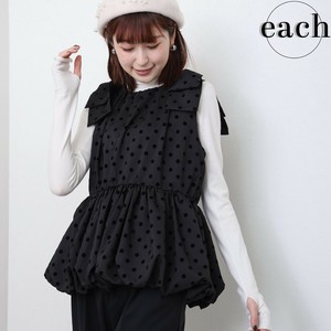 再入荷　レトロドット かぶりベスト 肩リボン付 2025新作　  chouchou東京
