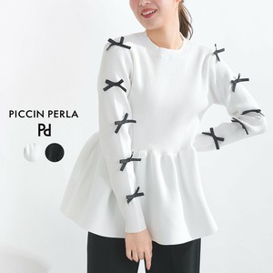 Sweater/Knitwear Sleeve Ribbon Peplum [S/S NEW]