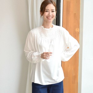 ★SALE商品★スモックシャーリング長袖カットソーTシャツ（D90331）