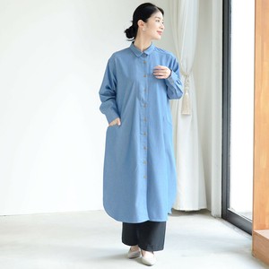 テンセルデニム地長袖シャツワンピース（M90814C）