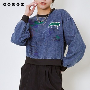 【SALE】プリントデニムトップス