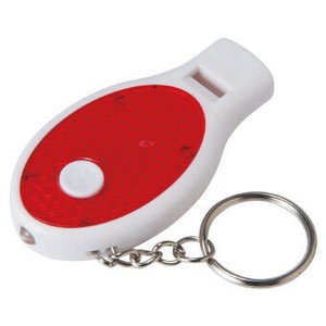 <防災・防犯>反射板付ライトホイッスルキーホルダー　(SJ-16F)
