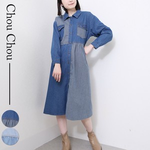 前あきデニムワンピース  大きいサイズ  2025人気 chou chou東京