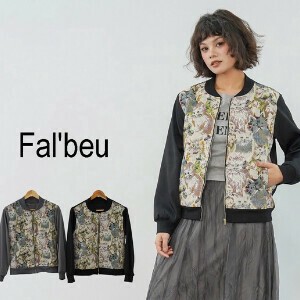 【再入荷】【新作】猫柄ゴブラン調切替ブルゾン　2色展開