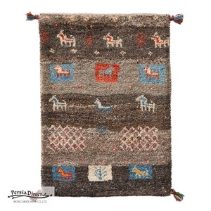 ギャッベ　ペルシャ　イラン　オーガニックウール　絨毯　ラグ　玄関マットS　47×65cm　M2639_NE