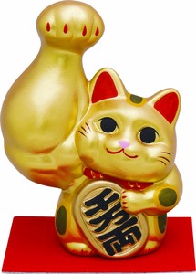 【招き猫】【置物】【筋肉】(大)剛腕まっちょ小判招き猫（金）　右手招き