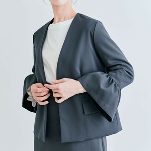 ジャケット《ノーカラーフレアスリーブジャケット 全3色 3サイズ》《自社生産》
