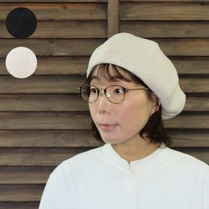 Linen Beret Leather Roop リネンベレー帽　レザーループ