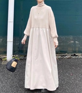 ワンピース ハイネックカットソー  長袖 無地 ゆったり 快適 レディース ファッション 9988#BQ918