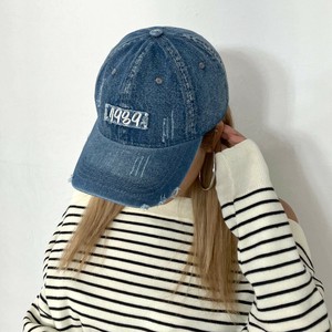 即納【2025新作】ナンバーロゴキャップ　CAP　ブリーチ加工　デニム