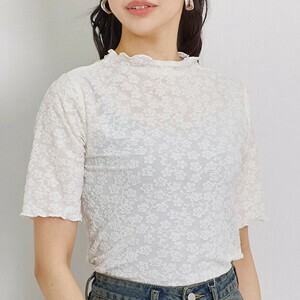 花柄シアーボトルネックTEE　SS【2025新作】