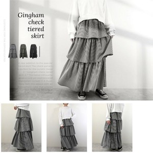Skirt Gingham Check Tiered