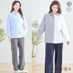 【2025新作】【M〜L】アシンメトリーパターンストライプシャツ　(N72-097) (1号店)FM1