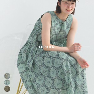 ダマスク柄 キルティング ギャザー ノースリーブ ワンピース【2025年春夏新作】