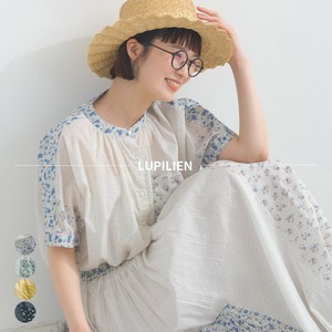 コットンボイル 花柄 パッチワークプリント ドルマン バンドカラー シャツ インド綿【2025年春夏新作】
