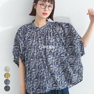 Button Shirt/Blouse Indian Cotton Printed Shirring Cotton Botanica [S/S NEW]