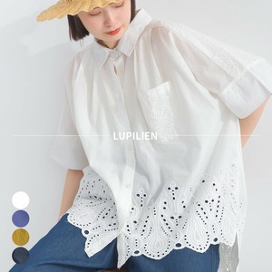 60キャンブリックスカラップ刺繍 シャツ ブラウス 綿100%【2025年春夏新作】