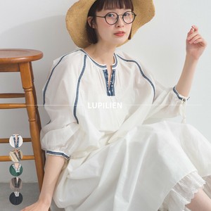 キャンブリック刺繍 コードタッセル付き ロング ワンピース インド綿 ボヘミアン刺繍【2025年春夏新作】