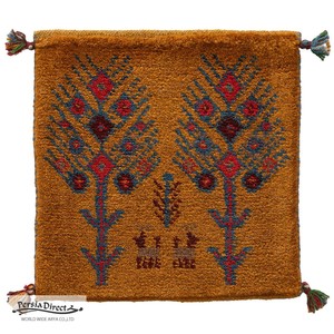 ギャッベ　ペルシャ　イラン　オーガニックウール　絨毯　ラグ　座布団　40×41cm　MS16459_YE