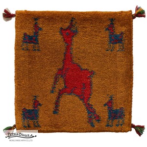 ギャッベ　ペルシャ　イラン　オーガニックウール　絨毯　ラグ　座布団　41×43cm　MS16619_YE