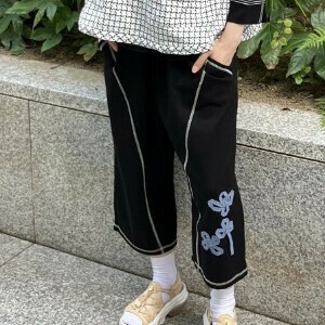 Cropped Pant Flower Cotton Cut-and-sew S/S