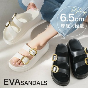 ダブルベルトEVAサンダル 軽量 リカバリーサンダル シャワーサンダル 厚底 レディース 【CN128】