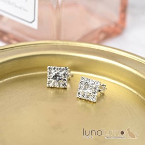イヤリング レディース キラキラ ラインストーン メタル シルバー 小さめ 高見え プレゼント E