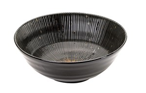 ≪メーカー取寄≫千段十草　6．8寸麺鉢（黒）［日本製 美濃焼 食器 ］