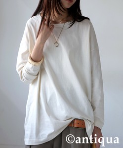 [antiqua] T-shirt Ladies fashion Long T-shirt Cotton Unisex Men's