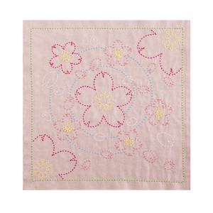 刺し子キット『水辺の桜（渋ピンク）』花ふきん SK-486