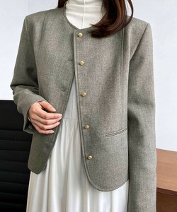 ジャケット《ノーカラー金釦ツイルジャケット 全2色 3サイズ》