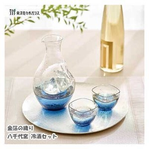 八千代窯 冷酒セット金箔の織りカラフェ 350ml グラス 65ml 3点入り 東洋佐々木ガラス G641-M81