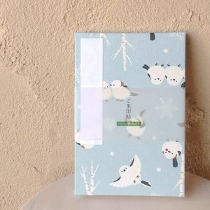 【大判】御朱印帳　雪のシマエナガ（水色）
