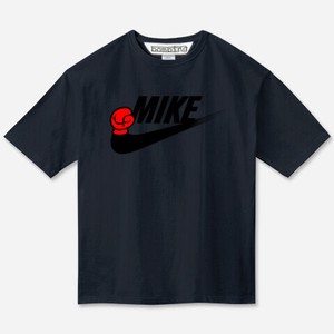 MIKE スラッシュ ロゴ　RED　ビッグシルエットTシャツ　ブラックボディ【 インクジェット 】