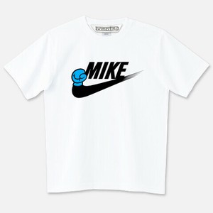 MIKE スラッシュ ロゴ　BLUE　スタンダードシルエットTシャツ　ホワイトボディ【 インクジェット 】
