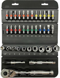 車載工具に最適 37点組 ロールチョイス  差込角1/4SQ ソケット&ビットセット