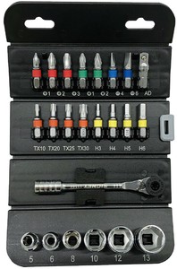 車載工具に最適  23点組 ロールチョイス 差込角1/4SQ ソケット&ビットセット