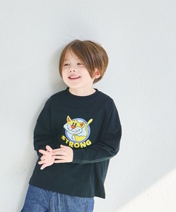 【綿100%】ヨーク切替え ポッププリント長袖Tシャツ