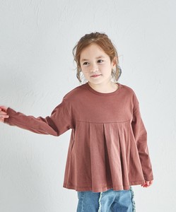 【綿100%】裾プリーツ 長袖Tシャツ
