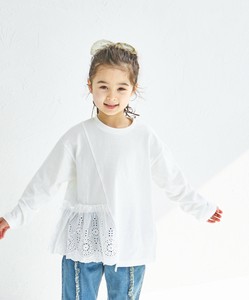 【綿100%】裾レース アシンメトリー 長袖Tシャツ