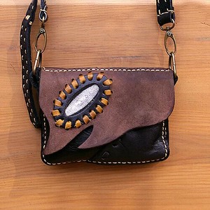 【ウエスタン ＆ ネイティブ】ハンドメイド レザー ポーチ w／スティングレイ ブラック YN-TH-LB-13-BL