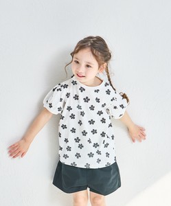 【綿100%】総柄プリント パフスリーブTシャツ