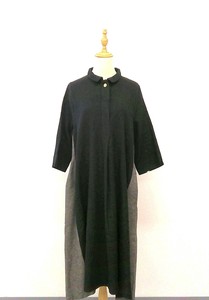 Casual Dress black Switching Polka Dot 7/10 length