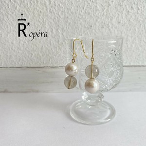 パール x CLEAR アクリルビーズ フックピアス　日本製　ハンドメイド　ステンレス　ニッケルフリー