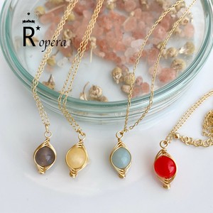 天然石 ワイヤーLAPPING ワントップ ネックレス　日本製　ハンドメイド　上品　誕生日　母の日